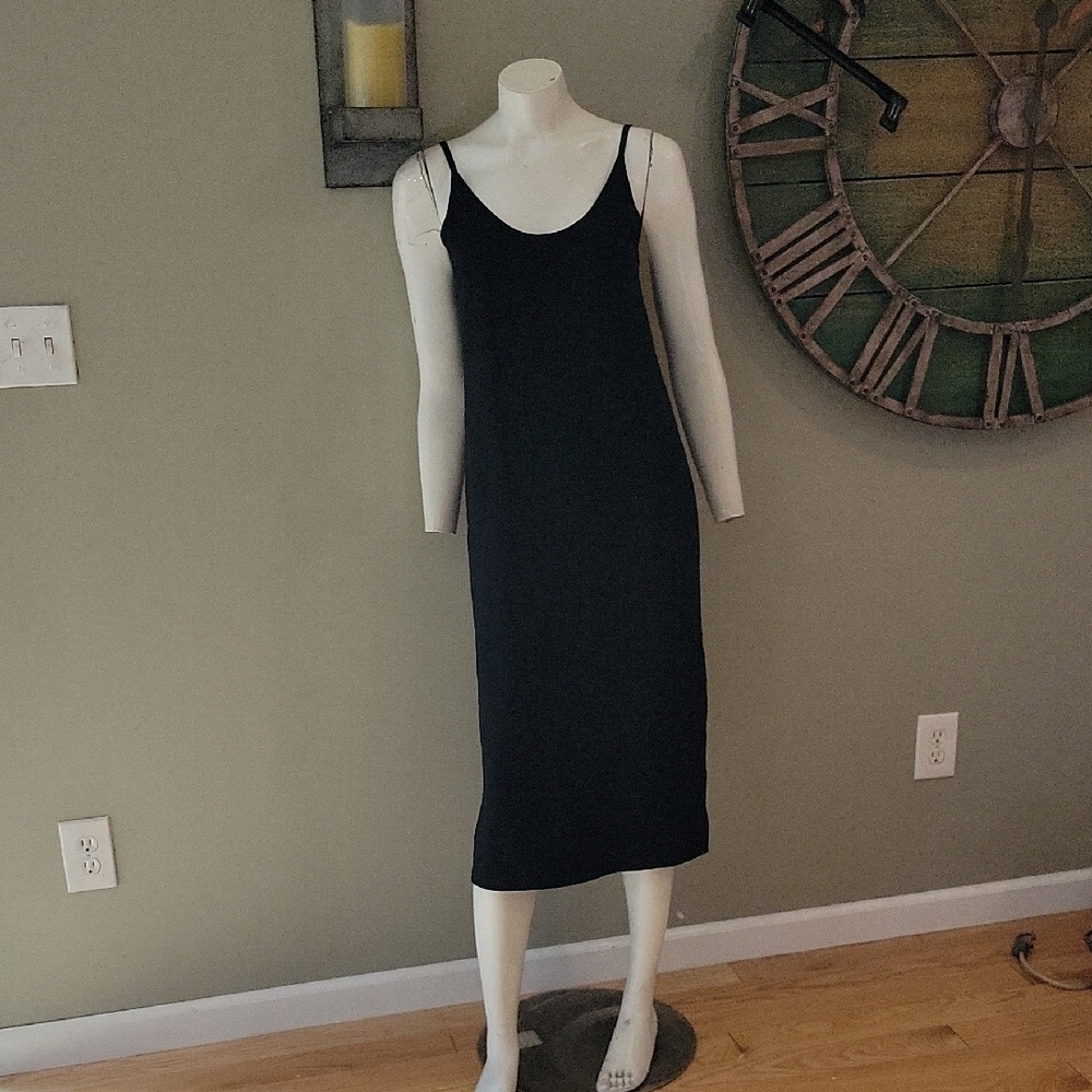 Everlane Black Slip Midi Dress for Night Out